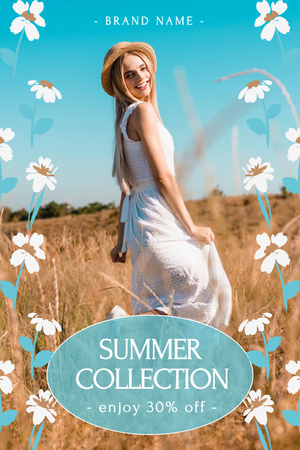 Romantic Summer Fashion Collection Ad with Photo Pinterest Design Template