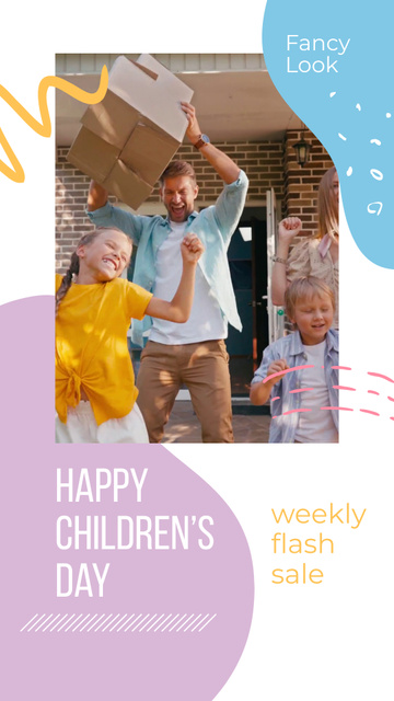 Designvorlage Happy Kids on Children's Day für Instagram Video Story