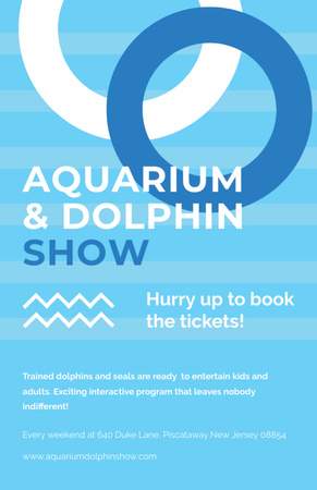 Aquarium Dolphin Show Invitation in Blue Flyer 5.5x8.5in Design Template