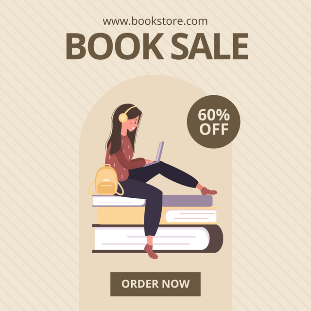 Enthralling Books Discount Ad Instagramデザインテンプレート