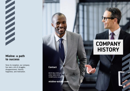 Company History with Group of Businessmen Brochure Design Template