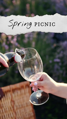 Designvorlage Drinking Wine on Spring Picnic für Instagram Video Story