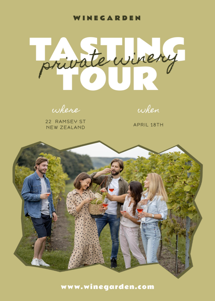 Designvorlage People on Wine Tasting Tour für Invitation
