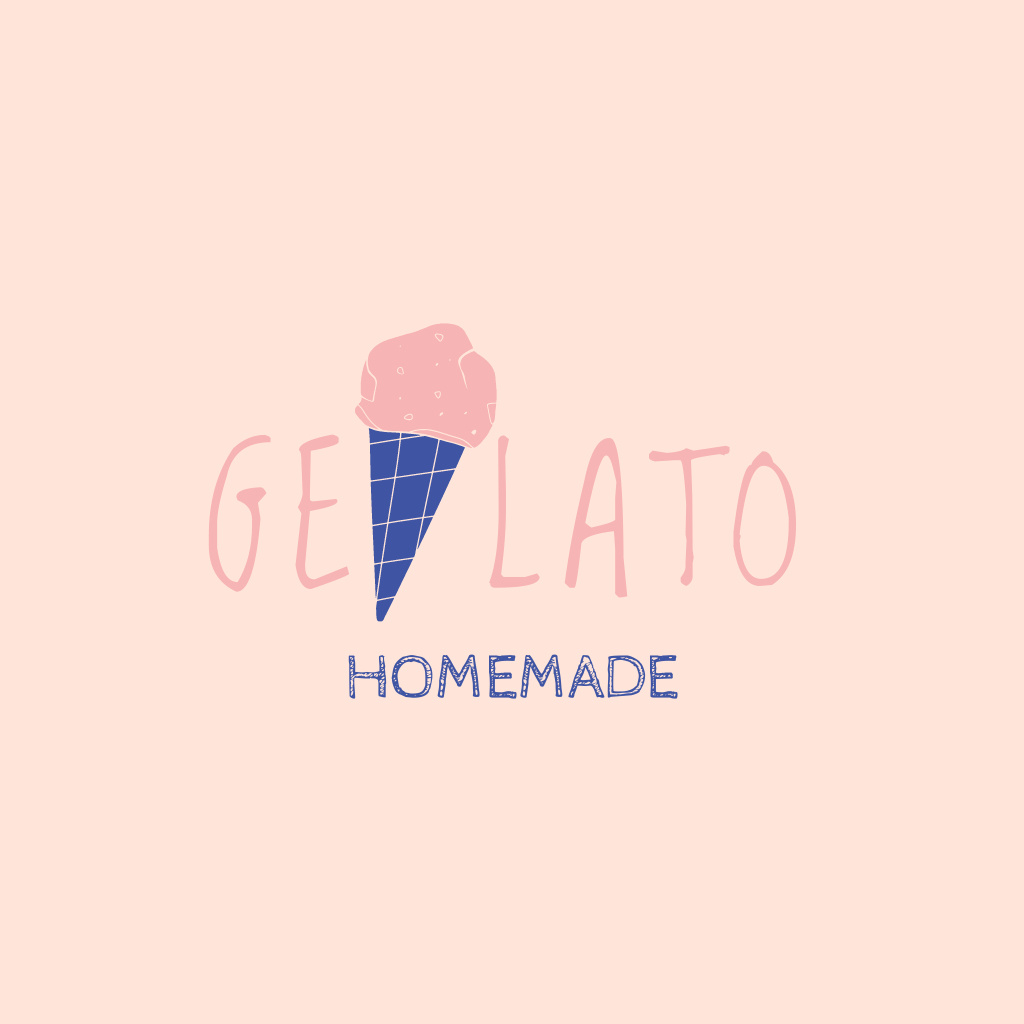 Ontwerpsjabloon van Logo van Homemade Ice Cream In Waffle Cone
