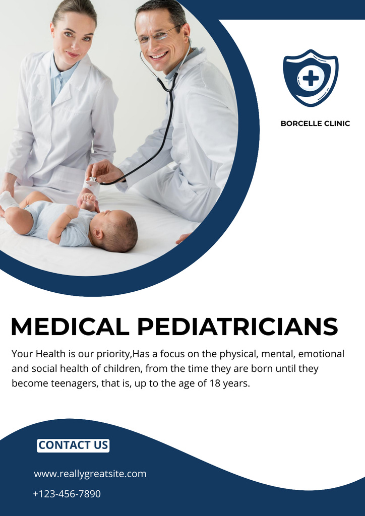 Medical Services of Pediatricians Poster Tasarım Şablonu