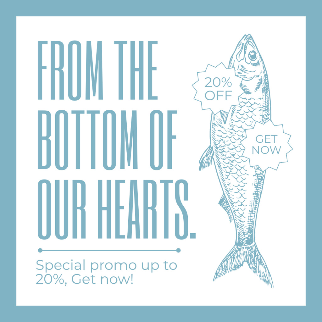 Szablon projektu Discount Offer with Illustration of Fish Instagram