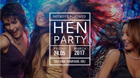Hen Party invitation with Girls Dancing Title Šablona návrhu