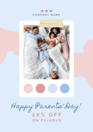Parent's Day Pajama Sale Announcement Poster Design Template