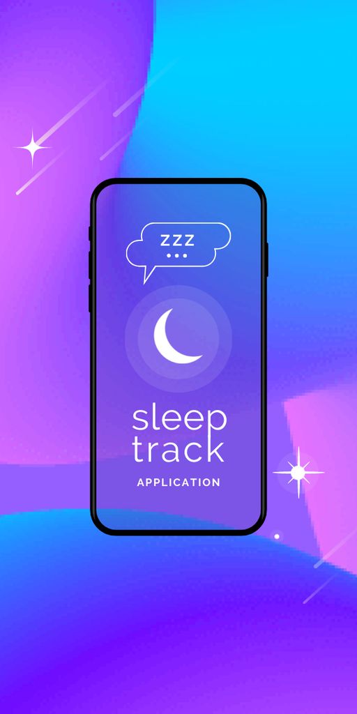 Sleep Tracker App on Phone Screen Graphic Design Template