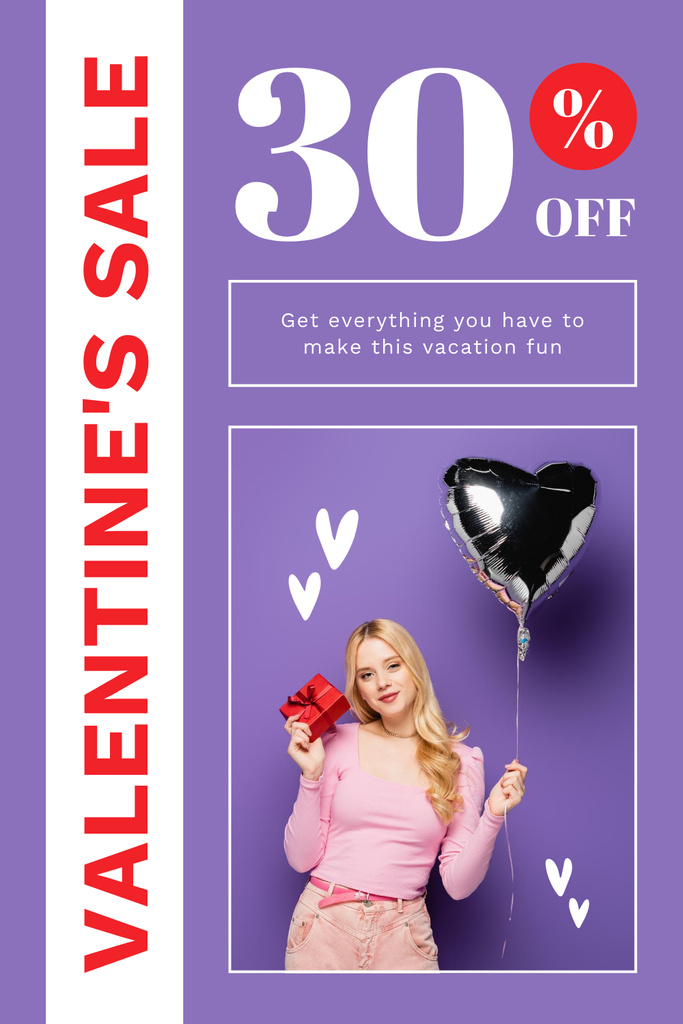 Big Sale Announcement with Discounts And Balloons Pinterest Design Template