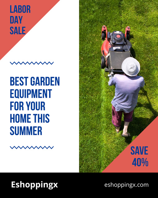 Durable Garden Equipment On Labor Day Sale Announcement Poster 16x20in Tasarım Şablonu