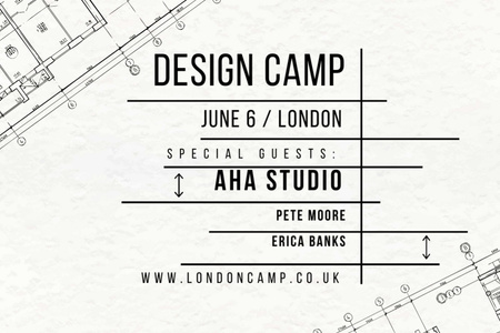 Design camp announcement on blueprint Postcard 4x6in Design Template