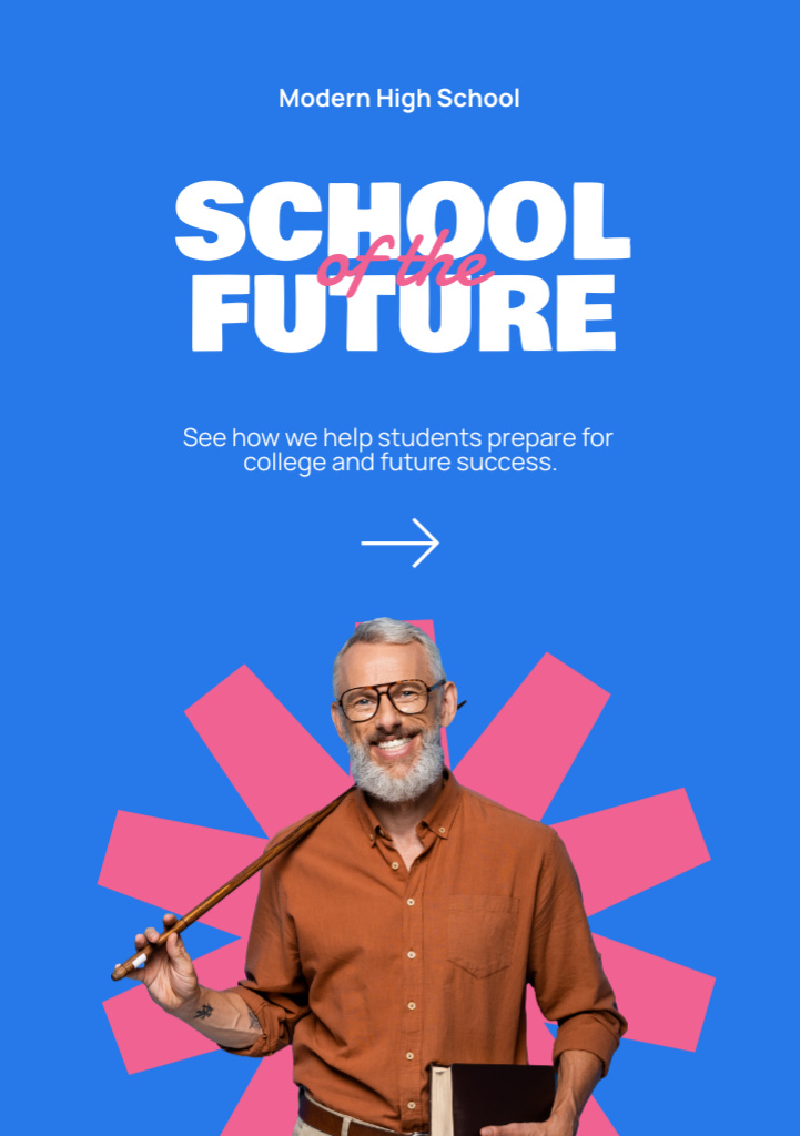 Szablon projektu School Apply Announcement with Older Teacher Flyer A5