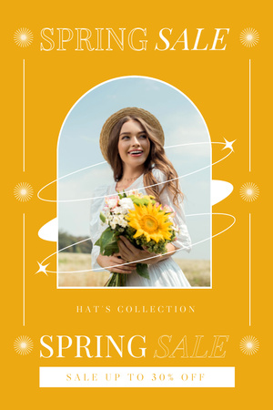 Spring Fashion Sale Ad Layout with Photo on Yellow Pinterest Design Template