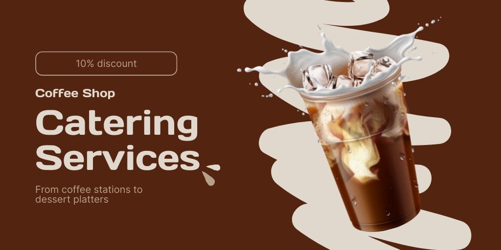 Iced And Creamy Coffee Beverage At Discounted Rates With Catering Twitter Design Template