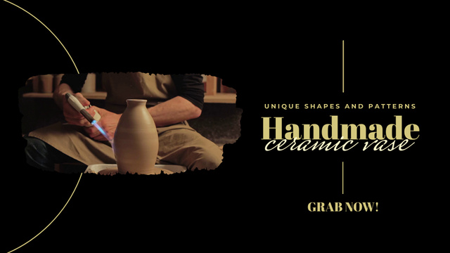 Handmade Ceramic Vases Offer In Black Full HD video Tasarım Şablonu