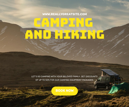 Camping and Hiking Ad Medium Rectangle Modelo de Design