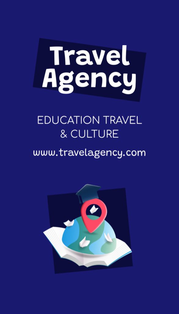 Education Travel Agency Services Offer Business Card US Vertical Design Template