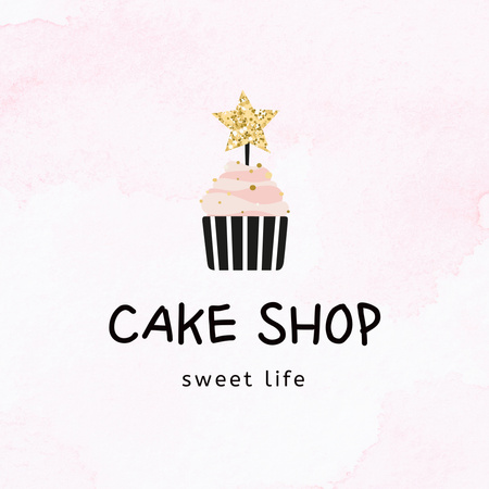 Divine Bakery Ad Showcasing Yummy Cupcake Logo 1080x1080pxデザインテンプレート