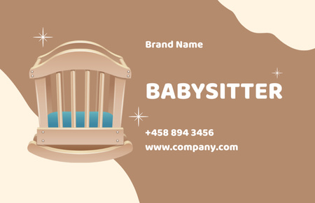 Designvorlage Anzeige für Babysitterdienste mit Babywiege für Business Card 85x55mm