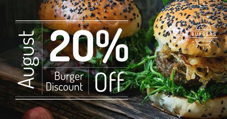 Template di design Offerta sconto Burger con due gustosi hamburger Facebook AD