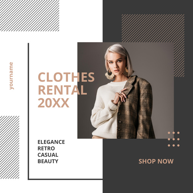 Rental clothes service grey Instagram tervezősablon