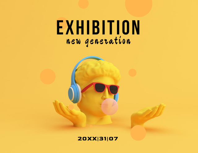 Insightful Exhibition Announcement With Head Sculpture Flyer 8.5x11in Horizontal Design Template