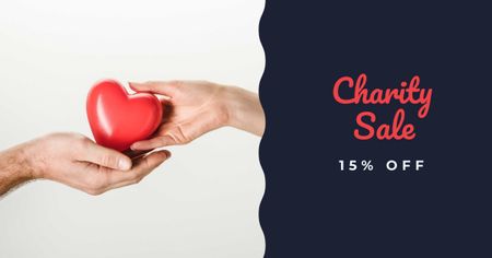 Charity Sale with hands holding Heart Facebook AD Design Template