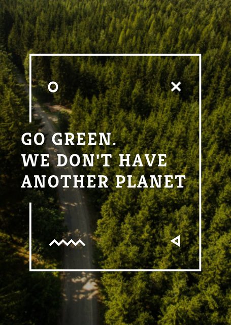 Citation About Planet Preserving With Forest Postcard A6 Vertical Tasarım Şablonu