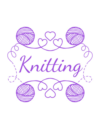 Craft Knitting With Yarn And Hearts T-Shirt Design Template