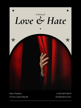 Hand in Perdeli Tiyatro Gösterisi Anonsu Poster US Tasarım Şablonu