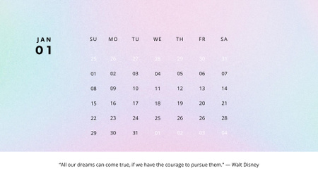 inspirační citace o snech Calendar Šablona návrhu