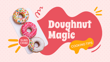 Designvorlage Blog-Anzeige mit Tipps zum Donut-Backen in Pink für Youtube Thumbnail