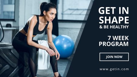 Gym Offer with Sports Girl in Gym Title Modelo de Design