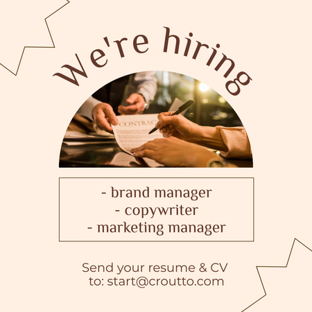 Managers and Copywriter Hiring Ad Instagram Design Template