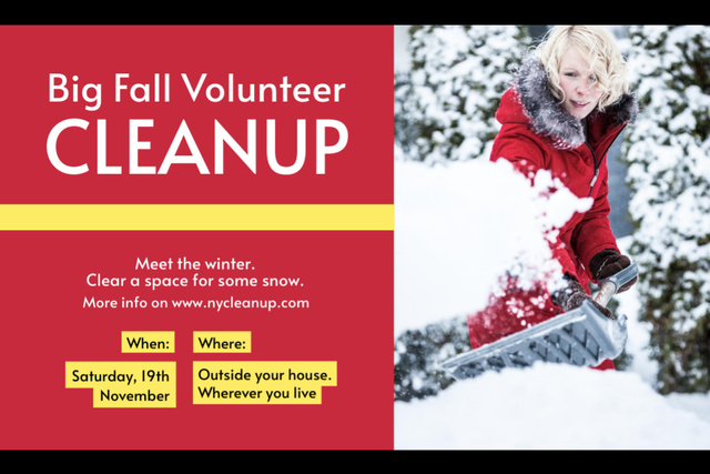 Designvorlage Volunteer Cleanup of Snow Announcement für Flyer 4x6in Horizontal