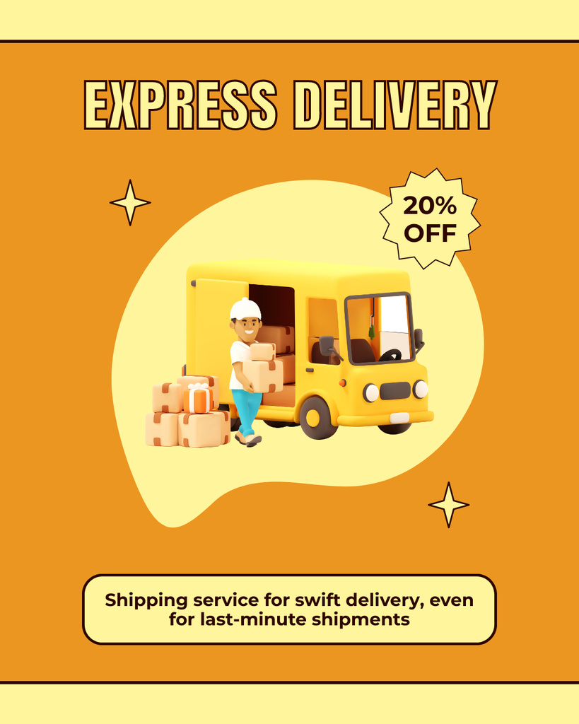 Express Delivery and Transportation Instagram Post Vertical Design Template