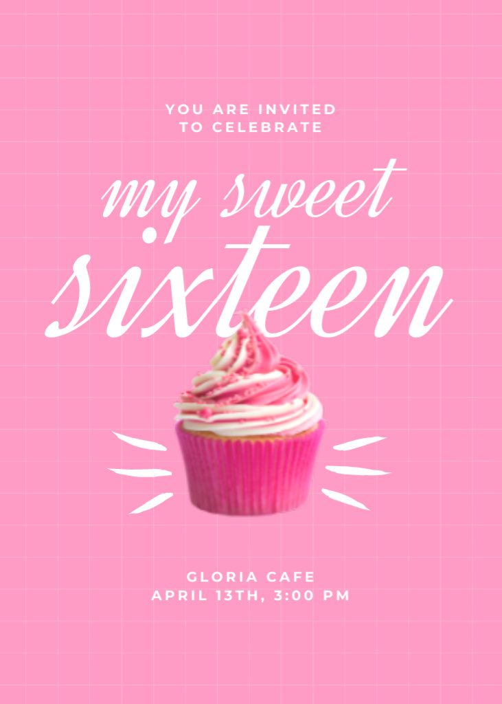 Birthday Party Announcement with Festive Cake Invitation – шаблон для дизайна