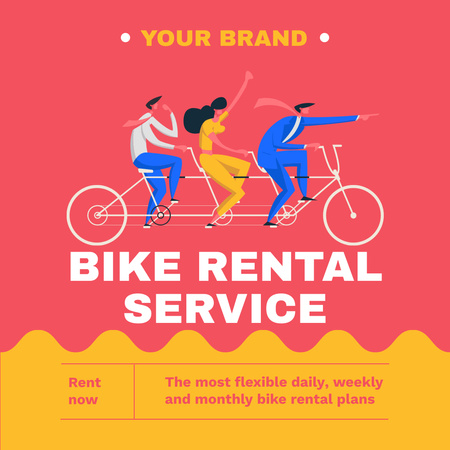 旅行やレクリエーション向けの自転車リース サービス Instagramデザインテンプレート