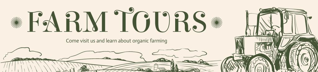 Farm Tour Announcement with Tractor Sketch Ebay Store Billboard Design Template