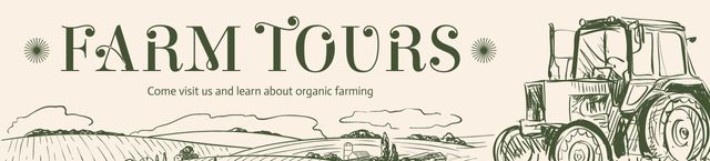 Farm Tour Announcement with Tractor Sketch Ebay Store Billboard – шаблон для дизайна