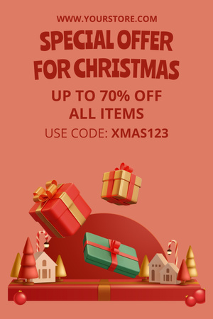 Christmas Discount Offer on All Items Pinterest Πρότυπο σχεδίασης