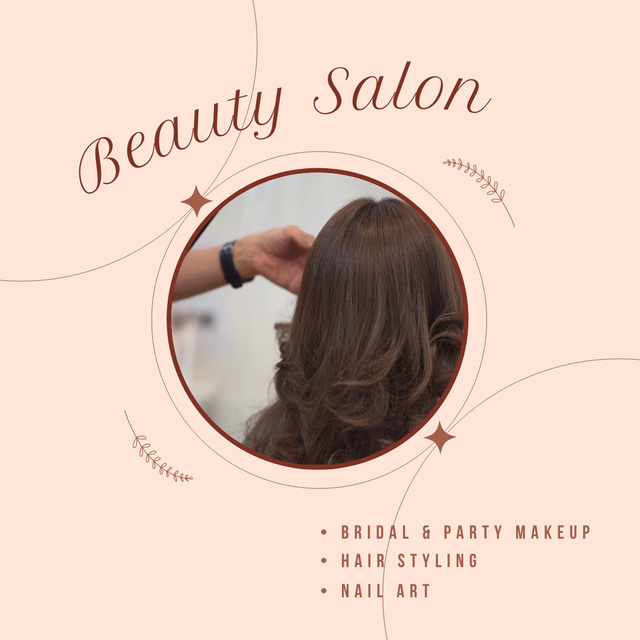 Beauty Salon Services With Curling Iron Animated Postデザインテンプレート