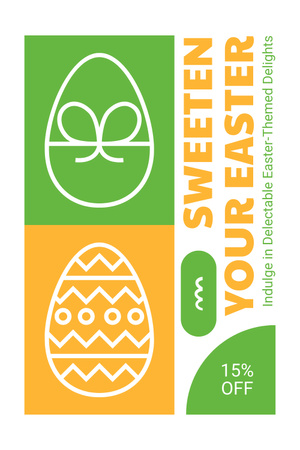 Boyalı Yumurta Çizimi ile Paskalya Teklifi Pinterest Tasarım Şablonu