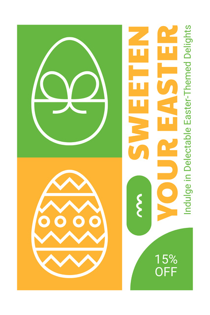 Designvorlage Easter Offer with Illustration of Painted Eggs für Pinterest