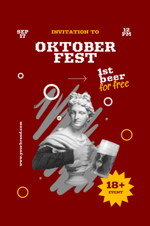 Oktoberfest Celebration Announcement Invitation 6x9in Design Template