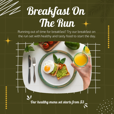 Nabídka snídaně na útěku Instagram Šablona návrhu