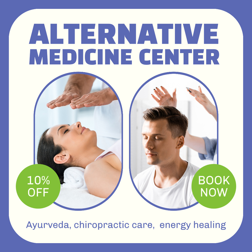 Famous Alternative Medicine Center With Discount And Booking Instagram Design Template