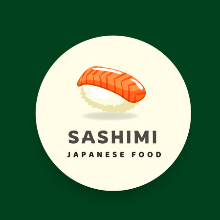 Japanese Restaurant Advertisement with Salmon Logo 1080x1080px Design Template
