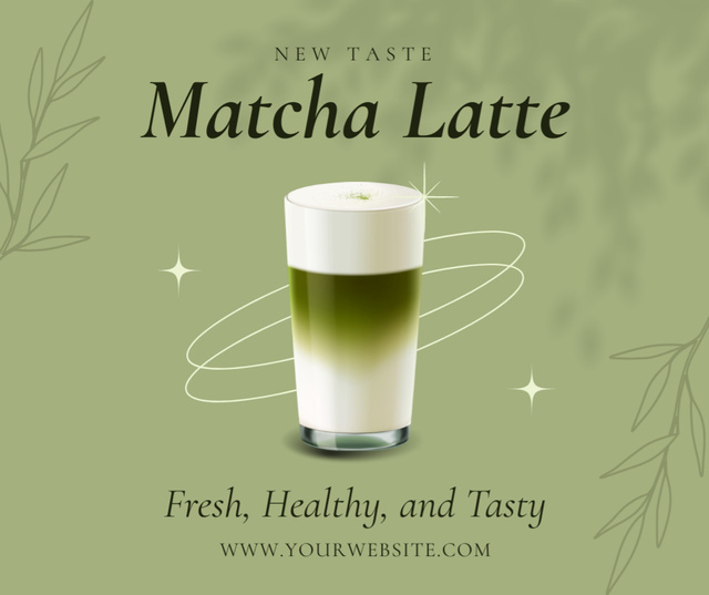  Matcha Latte New Taste Announcement Facebook Modelo de Design
